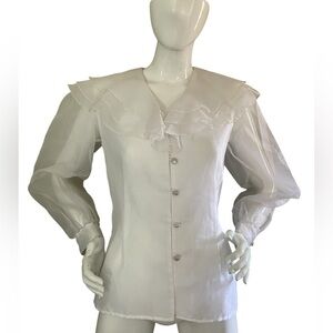 Vintage Carroll Reed Classic White Blouse Made in USA (8)